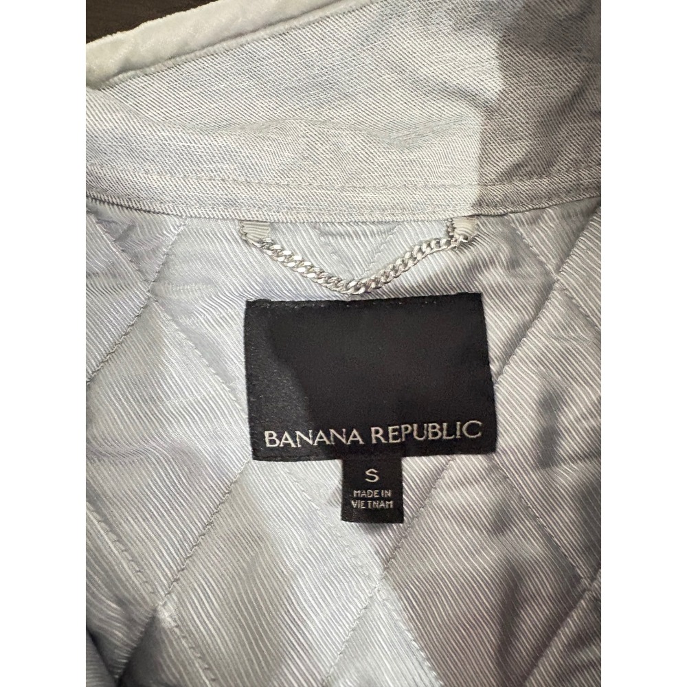 Banana Republic Womens Quilted Vest Size Small Gray Full Zip‎ Pockets Tie Sides - Picture 5 of 9